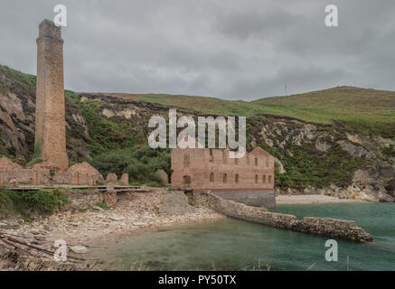 The ruins of the brickwork factory at Porth Wen, Llanbadrig, Anglesey. Stock Photo