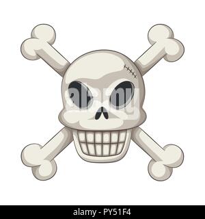 Funny cartoon skull and crossbones, vector illustration Stock Vector