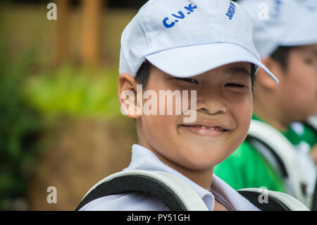 Chiengrai Vidhayakhome School students parade in annual Sports Days. Stock Photo