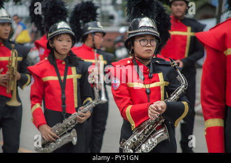 Chiengrai Vidhayakhome School students parade in annual Sports Days. Stock Photo