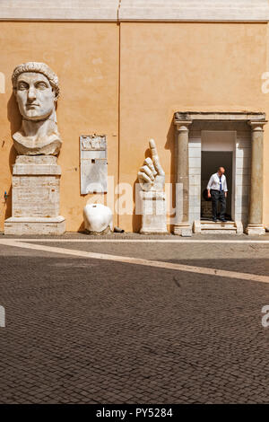 Ancient Roman statues in the courtyard of the Capitoline Museum in Rome, Italy Stock Photo