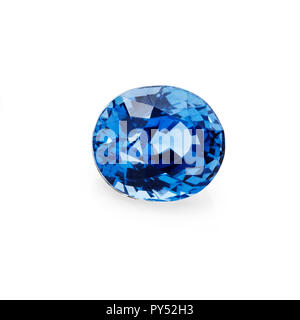 1.61ct blue sapphire gemstone on a white background Stock Photo