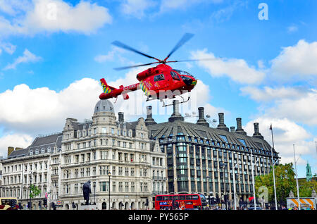 London Air Ambulance in Parliament Square attending an incident outside Wesminster Abbey, London, UK. October 2018 Stock Photo