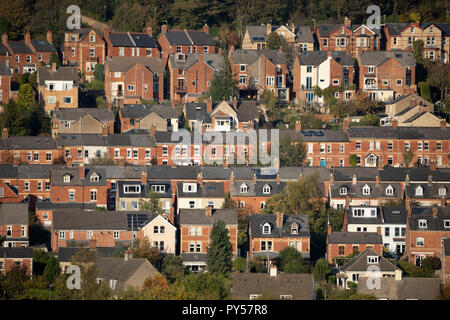 Terraced houses on hillside, Stroud, Gloucestershire, England, United Kingdom, Europe Stock Photo