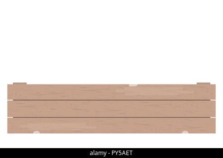 Wooden crate isolated on white background brown planks. Concept idea for logo, tag, banner, advertising, prints, wrapping, decoration, pakage Stock Vector