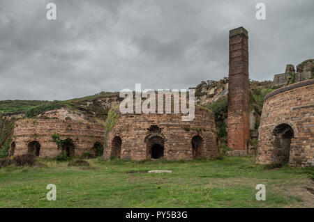 The ruins of the brickwork factory at Porth Wen, Llanbadrig, Anglesey. Stock Photo