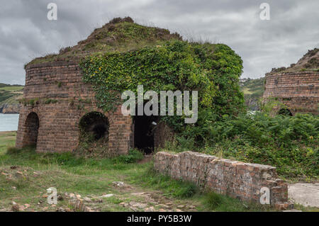 The ruins of the brickwork factory at Porth Wen, Llanbadrig, Anglesey. Stock Photo