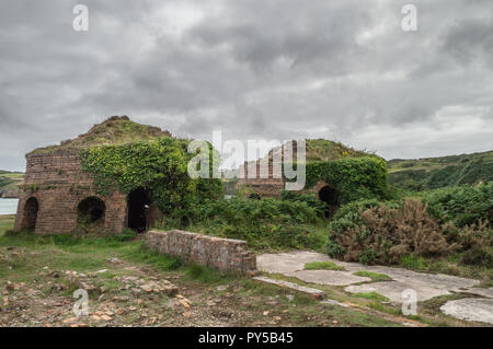 The ruins of the brickwork factory at Porth Wen, Llanbadrig, Anglesey. Stock Photo