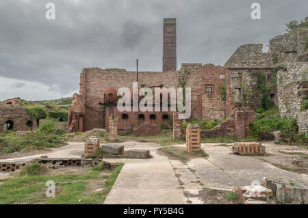 The ruins of the brickwork factory at Porth Wen, Llanbadrig, Anglesey. Stock Photo