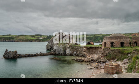 The ruins of the brickwork factory at Porth Wen, Llanbadrig, Anglesey. Stock Photo