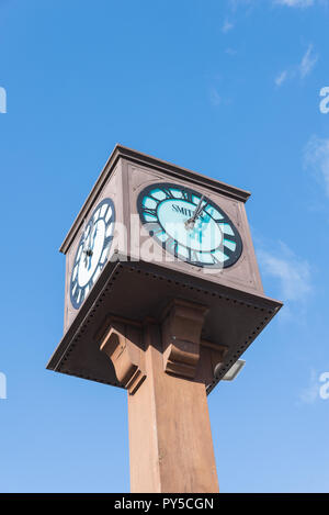 Old Smiths analogue clock on tall column on Royal Well Road, Cheltenham, Gloucestershire Stock Photo