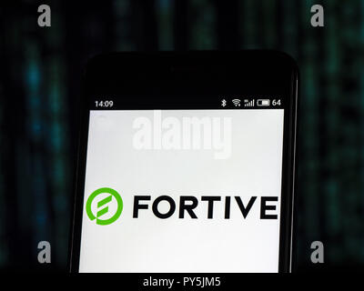 Kiev, Ukraine. 25th Oct, 2018. Fortive Industrial conglomerate company logo seen displayed on smart phone. Fortive is a diversified industrial conglomerate company. Credit: Igor Golovniov/SOPA Images/ZUMA Wire/Alamy Live News Stock Photo