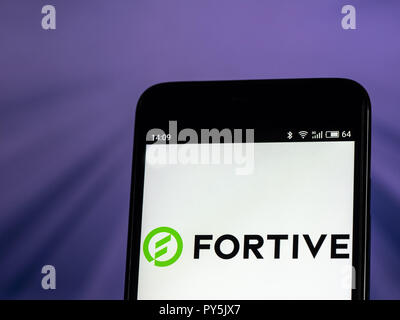 Kiev, Ukraine. 25th Oct, 2018. Fortive Industrial conglomerate company logo seen displayed on smart phone. Fortive is a diversified industrial conglomerate company. Credit: Igor Golovniov/SOPA Images/ZUMA Wire/Alamy Live News Stock Photo