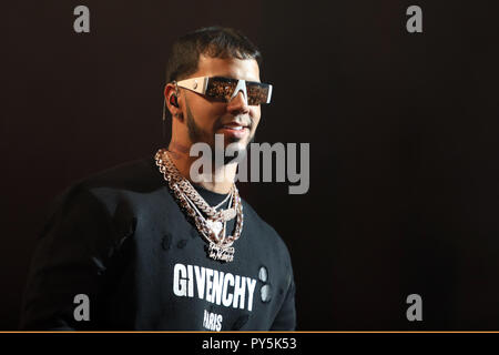 MIAMI, FL - OCTOBER 24: Anuel AA perform at the Karol G and Reykon concert at the Fillmore Miami in Miami, Florida on October 24, 2018. Credit: Majo Grossi/MediaPunch Stock Photo