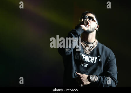 MIAMI, FL - OCTOBER 24: Anuel AA perform at the Karol G and Reykon concert at the Fillmore Miami in Miami, Florida on October 24, 2018. Credit: Majo Grossi/MediaPunch Stock Photo