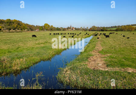 View looking towards picturesque village of Alfriston East Sussex Britain UK Stock Photo