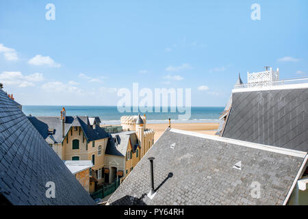 Rooftops of the luxury houses near the beach in Trouville, famous french resort in Normandy Stock Photo