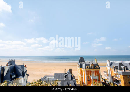 Rooftops of the luxury houses near the beach in Trouville, famous french resort in Normandy Stock Photo