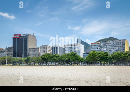 Botafogo skyline with Corcovado mountain and Christ on background - Rio de Janeiro, Brazil Stock Photo