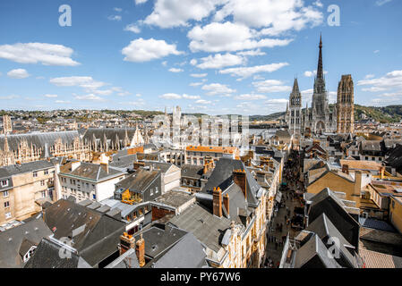 Aerial citysape view of Rouen during the sunny day in Normandy, France Stock Photo