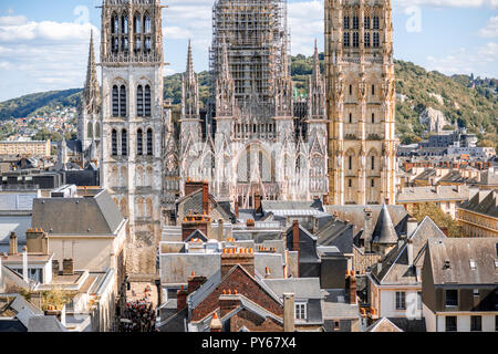 Aerial citysape view of Rouen during the sunny day in Normandy, France Stock Photo