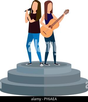 musical duet on circular stage vector illustration design Stock Vector