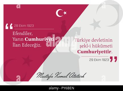The day of the announcement of the Republic in Turkey October 29, 1923.   Turkish National Republic Day. Stock Vector
