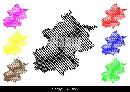 Beijing (Administrative divisions of China, China, People's Republic of China, PRC) map vector illustration, scribble sketch Peking map Stock Vector