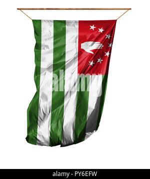 Flag of Abkhazia. Vertical flag.Isolated on a white background. Stock Photo