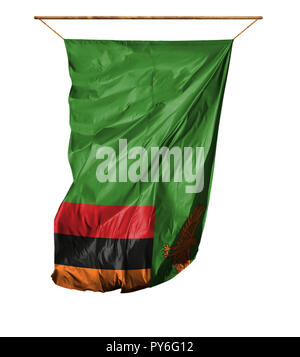 Flag of Zambia. Vertical flag.Isolated on a white background. Stock Photo