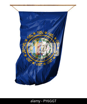Flag State of New Hampshire. Vertical flag.Isolated on a white background. Stock Photo