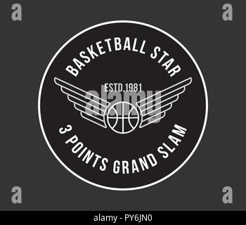 basketball badge white on black is a vector illustration about sport Stock Vector