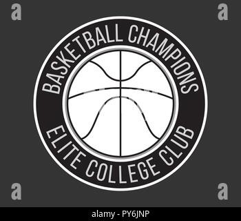 Basketball club white on black is a vector illustration about sport Stock Vector