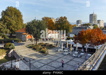 NIS, SERBIA- OCTOBER 21, 2017: Panoramic view of City of Nis and fortress, Serbia Stock Photo