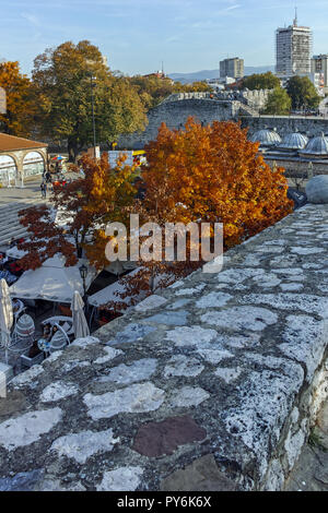 NIS, SERBIA- OCTOBER 21, 2017: Panoramic view of City of Nis and fortress, Serbia Stock Photo