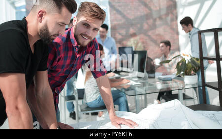 creative team works in the project office Stock Photo