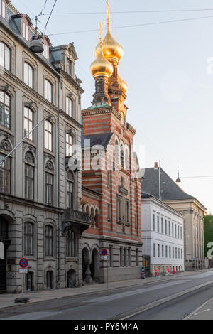 Copenhagen, Denmark - 08.26.2018: The Russian Orthodox St. Alexander Nevsky Church in Copenhagen, Stock Photo