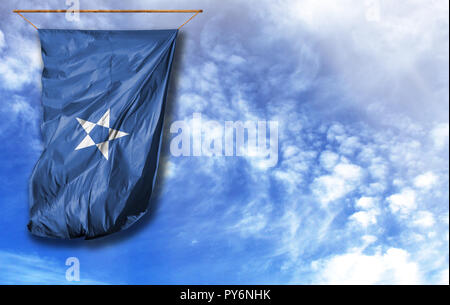 Flag of Somalia. Vertical flag, against blue sky with place for your text Stock Photo