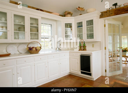 Luxury White Kitchen Interior in the Northeastern United States Stock Photo