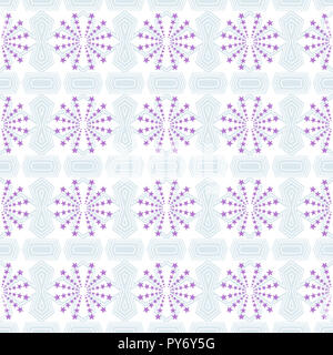 Seamless geometric pattern of purple stars and gray polygon shapes on white background, use as wallpaper, wrap paper, tile, fabric prints. Stock Photo