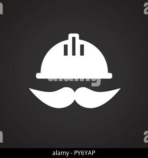 Worker with mustaches on black background Stock Vector