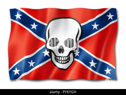 Confederate flag with skull, three dimensional render, isolated on ...