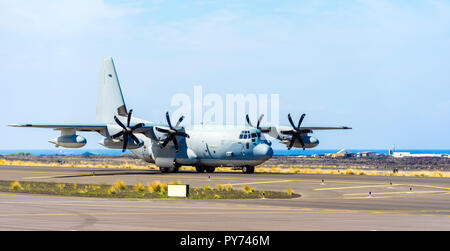 Plane at the airport in the background seascape, Hawaii, USA. Copy space for text Stock Photo