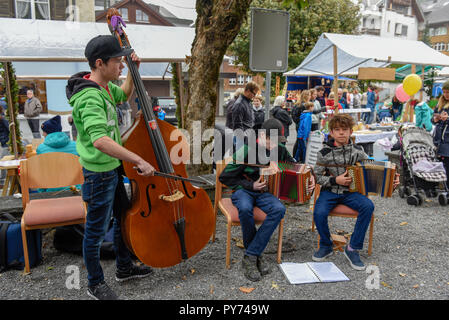 Engelberg, Switzerland - 29 September 2018: Traditional music group at Engelberg on the Swiss alps Stock Photo