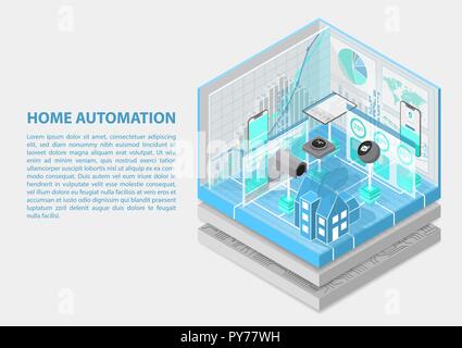 Home automation isometric vector illustration. Abstract 3D infographic for home automation related topics Stock Vector