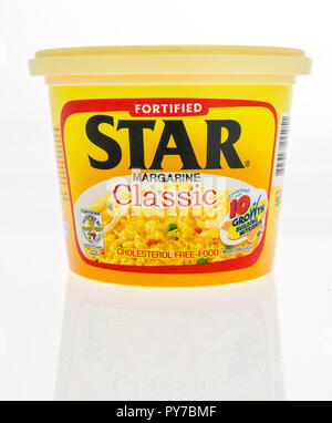 Winneconne, WI - 10 October 2018: A tub of Star margaine classic on an isolated background Stock Photo