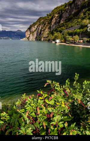 Sunlight and shadow on Lake Como in the Italian mountains at Olcio Stock Photo