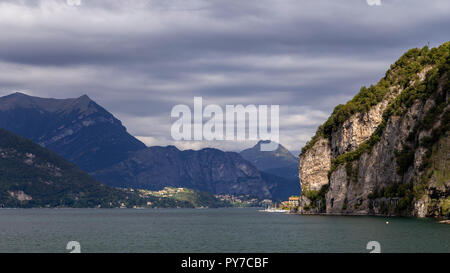 Sunlight and shadow on Lake Como in the Italian mountains at Olcio Stock Photo