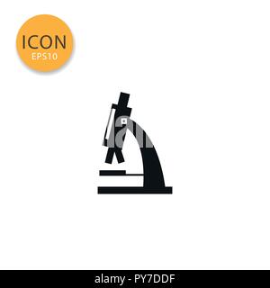 Microscope icon flat style in black color vector illustration on white background. Stock Vector