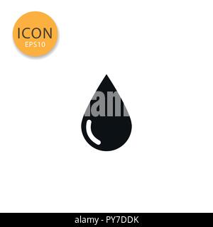Water drop icon flat style in black color vector illustration on white background. Stock Vector